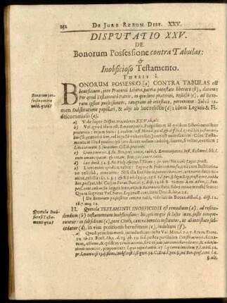 Disputatio XXV. De Bonorum Possessione contra Tabulas: & Inobficioso Testamento