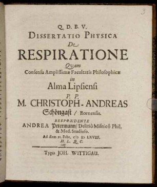 Dissertatio Physica De Respiratione