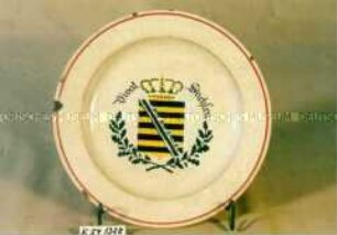 Teller, Dekor "Vivat Sachsen" mit Wappen