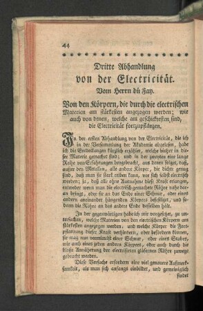 Dritte Abhandlung von der Electricität.