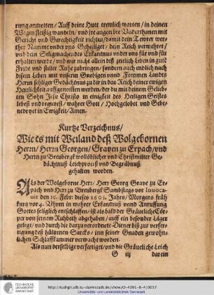 Kurtze Verzeichnus
