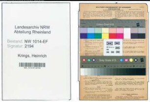 Entnazifizierung Heinrich Krings , geb. 12.11.1873 (Maler)