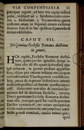 Caput VII. De Genuina Ecclesiae Romanae doctrina in genere
