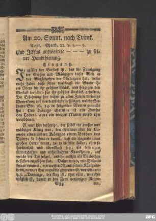 Am 20. Sonnt. nach Trinit. Text. Matth. 22. v. 1. - 5.