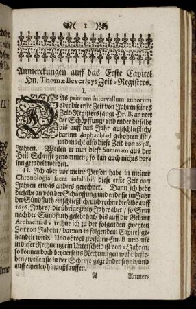 Anmerckungen auff das Erste Capitel. - Anmerckungen über das Sechste Capitel.