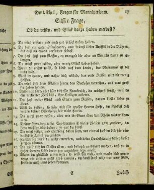 Eilffte Frage, Ob du reisen, und Glück darzu haben werdest?