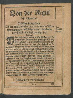 Von der Regul deß Glaubens.