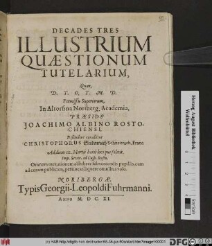 Decades Tres Illustrium Quaestiunum Tutelarium