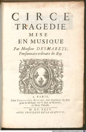 CIRCÉ : TRAGEDIE, MISE EN MUSIQUE