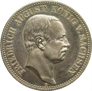 König Friedrich August III. - Besuch der Münzstätte in Muldenhütten am 06.04.1905 (auf 2-Mark-Schrötling)