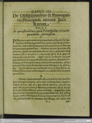 Caput III. De Obligationibus & Praerogativis Principum ratione Iuris Rerum