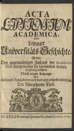 Der Vierzehende Theil: Acta Lipsiensium academica