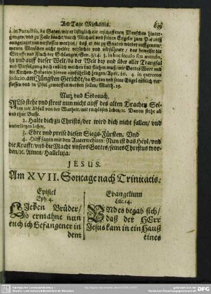 Am XVII. Sontage nach Trinitatis