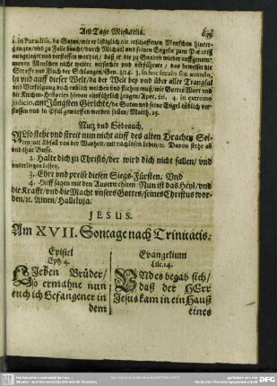 Am XVII. Sontage nach Trinitatis