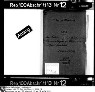 Belehnung des Kurfürsten Klemens August zu Köln mit dem Bistum Osnabrück