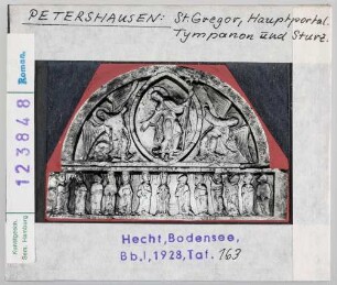 Petershausen, St. Gregor: Hauptportal, Tympanon und Sturz