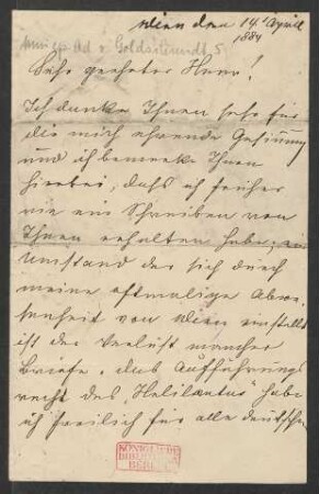 Brief an Unbekannt : 14.04.1884