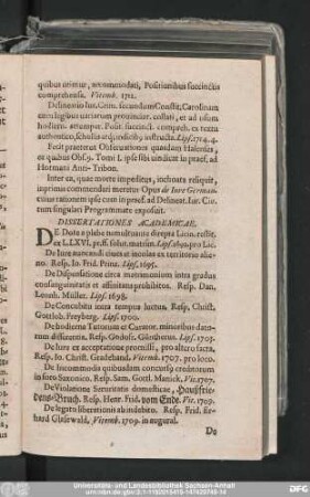Dissertationes Academicae.