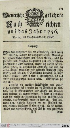 Den 29. des Brachmonats. LII. Stück