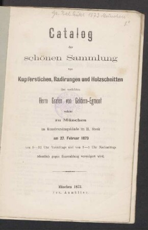 Slg. Graf Geldern-Egmont: Kuperst., Radierungen, Holzschn. : 27.2.