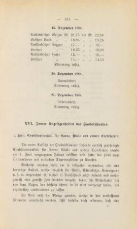 XVI. Innere Angelegenheiten des Handelsstandes.