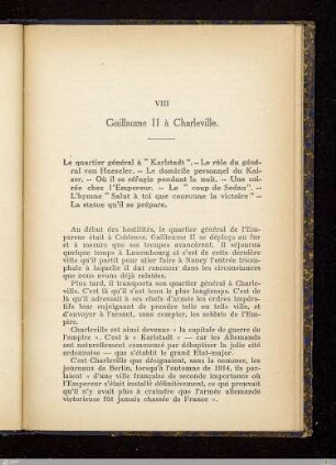 VIII. Guillaume II à Charleville