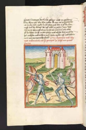 Dietterich und Heinrich setzen ihren Kampf zu Fuß mit Schwertern fort