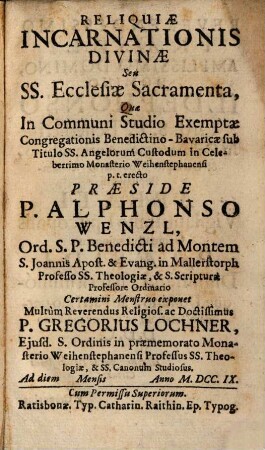 Reliquiae incarnationis divinae, seu ss. ecclesiae sacramenta