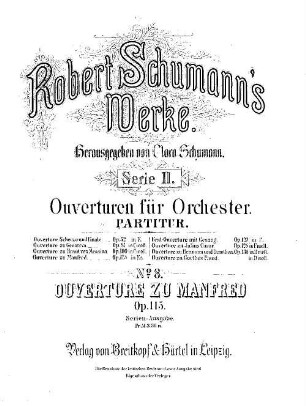 Robert Schumann's Werke. 2,8. Nr. 8, Ouverture zu Manfred : op. 115 in Es