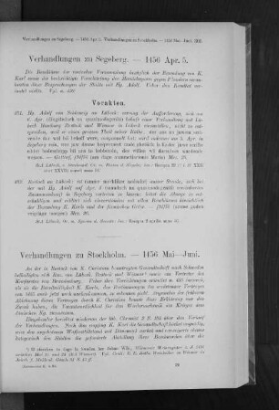 Verhandlungen zu Segeberg. - 1456 Apr. 5.