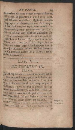 Cap. VII. De Sensibus Internis.