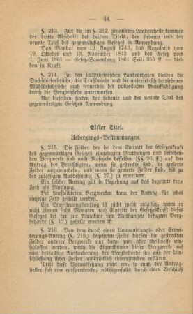 Elfter Titel. Uebergangs-Bestimmungen.
