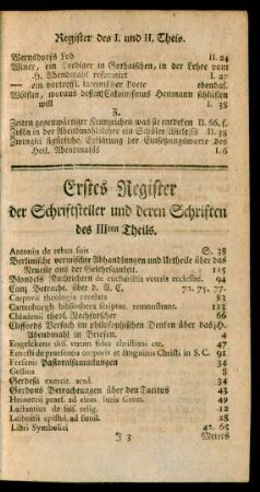 Erstes Register der Schriftsteller und deren Schriften des IIIten Theils