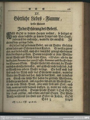 XV. Göttliche Liebes-Flamme, herfür scheinend In der Erhörung des Gebets