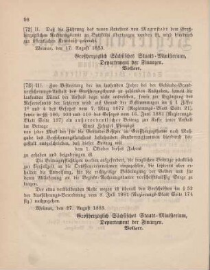 73. Ministerial-Bekanntmachung, das Ausschreiben eines ordentlichen Beitrags zur Landes-Brand-Versicherungs-Anstalt betreffend