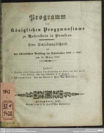 Versuch einer folgerechten Durchführung der Lehre von den parallelen Linien