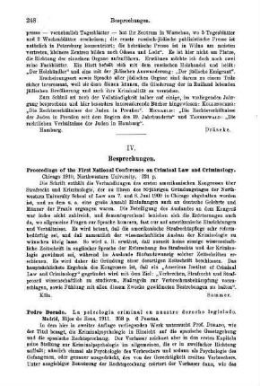 248, Proceedings of the First National Conference on Criminal Law and Criminology. 1910