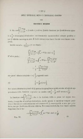 Sull' integral seno e l'integral coseno.
