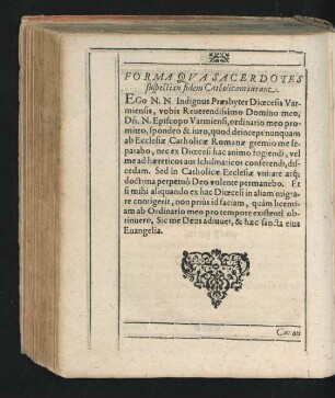 Forma Qua Sacerdotes suspecti in fidem Catholicam iurant.