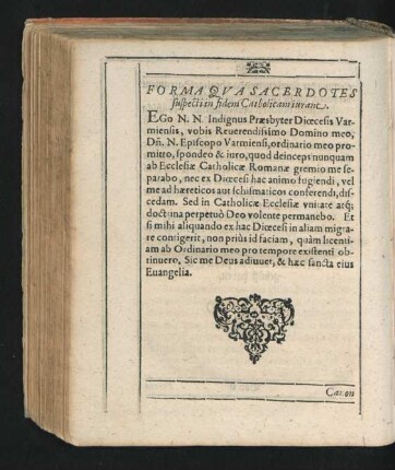 Forma Qua Sacerdotes suspecti in fidem Catholicam iurant.