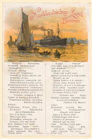 Menükarte : Frühstück, Dampfer "Kaiser Wilhelm der Große"