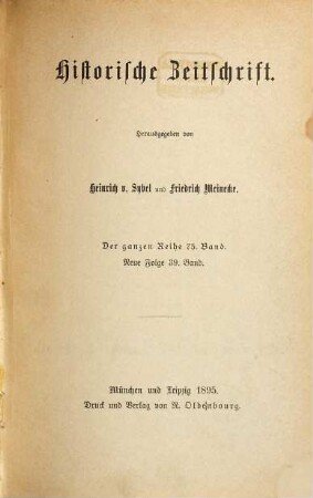 Historische Zeitschrift : HZ. 75. 1895