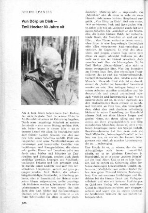 Vun Dörp un Diek - Emil Hecker 80 Jahre alt
