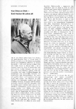 Vun Dörp un Diek - Emil Hecker 80 Jahre alt
