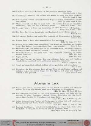 Arbeiten in Lack (Nr. 1059-1111)