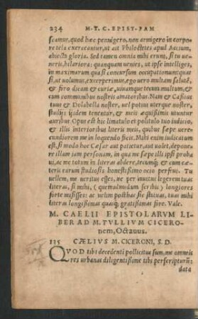 M. Caelii Epistolarum Liber Ad M. Tullium Ciceronem, Octavus.