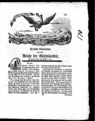 März, 1751. Zwölftes Stück