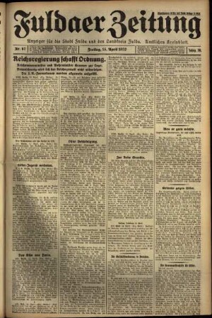Ausgabe vom Freitag, den 15. April 1932.