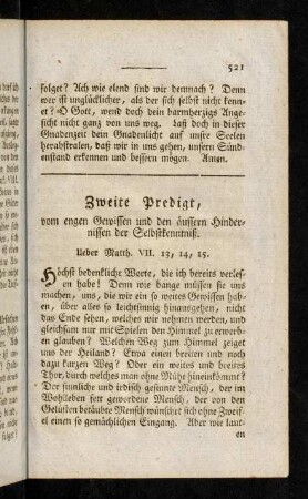 521-535, Zweyte Predigt.
