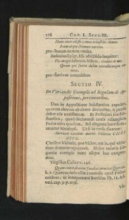 Sectio IV. De Variandis Exemplis ad Regulam de Appositione, pertinentibus.